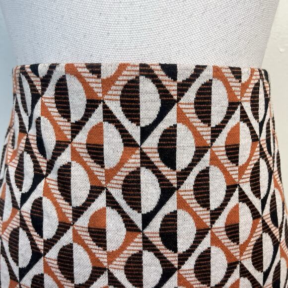 Nine West Skirt size 16 Brown orange Circles Straight Knee Stretch Sweater Knit - Picture 3 of 7